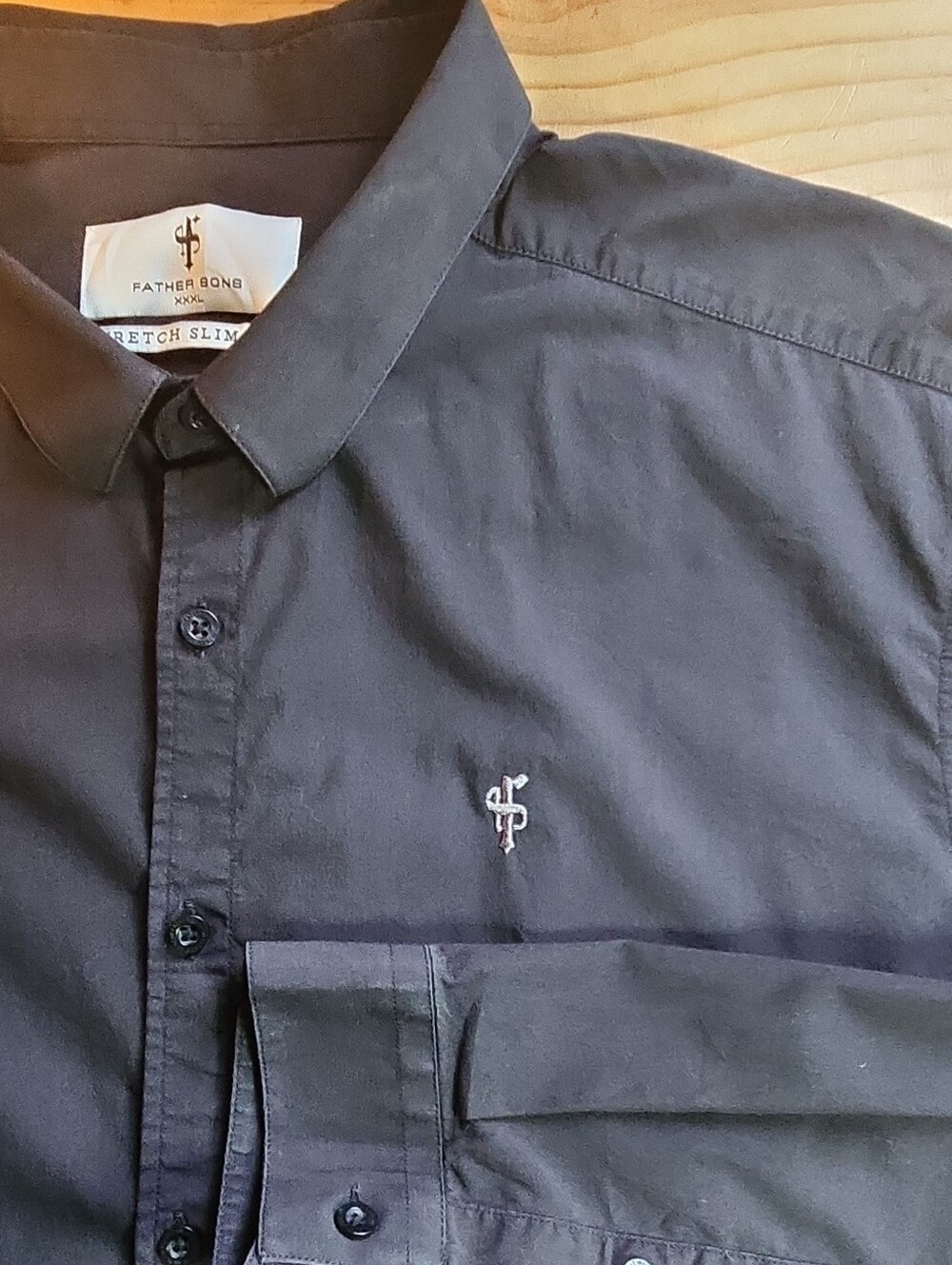Father Sons Men's Black Solid Slim Fit Long Sleeve Button-Up Shirt Sz 46. Good